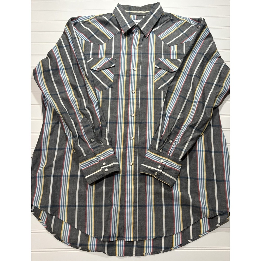 Spencer's Western Wear Pearl Snap Button Up Shirt Stripes Medium